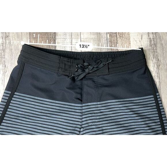Old Navy Grey Striped Novelty Board Shorts Swim Trunks Bottom 28 Vacation Beach - Picture 3 of 7
